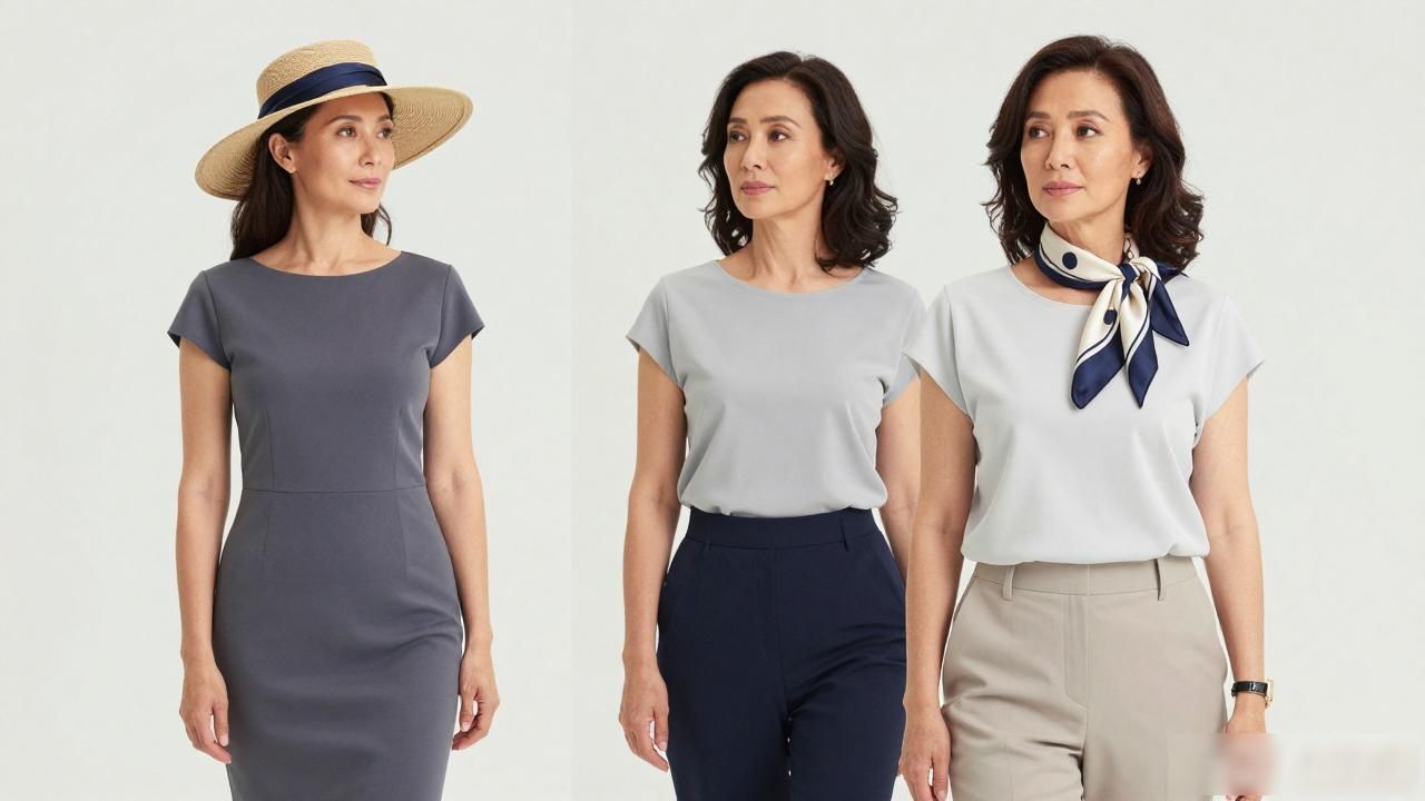 中年女人这样穿：裤子+丝巾，裙子+帽子，大方又显气质