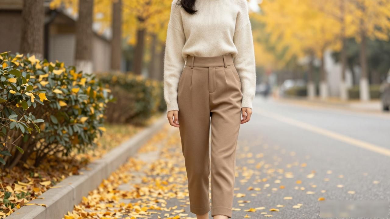秋季九分裤怎么穿显高？高腰塞衣角，小个子也能美翻