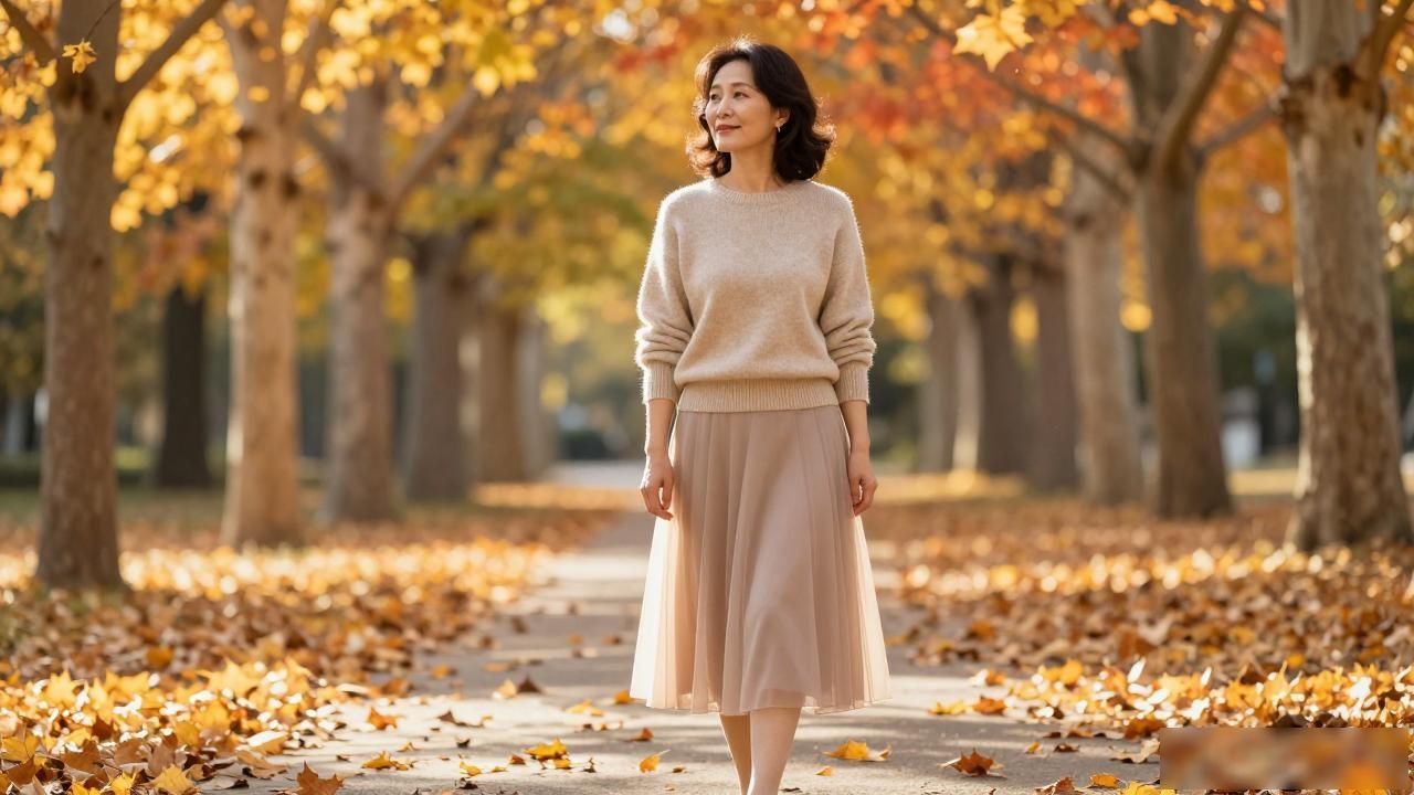 中年女人秋日别乱穿 毛衣搭半身裙这么穿显温柔气质美出圈